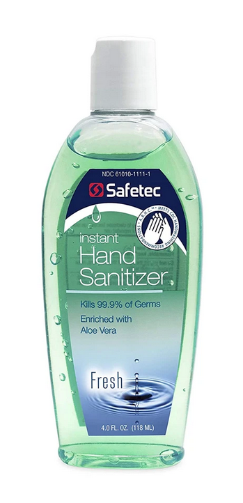 17350 Safetec® 66.5% ethyl alcohol with aloe vera Hand Sanitizer (4-oz flip top bottle)